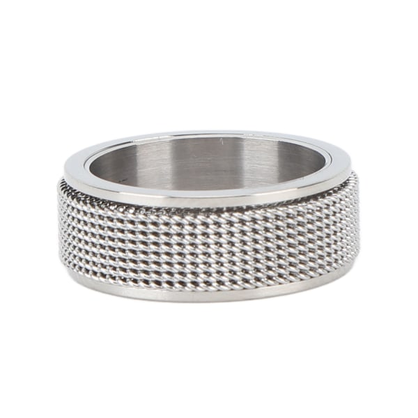8MM Spinner Ring Støjfri Titanium Stål Cool Angst Ring til Angst Stress Relieving Sølv nr. 10 62.4mm / 2.5in