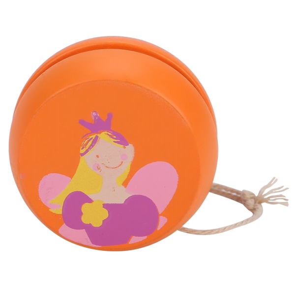 Söt tecknad trä-yo-yo boll leksak för tidig utbildning för barn (Orange prinsessa)