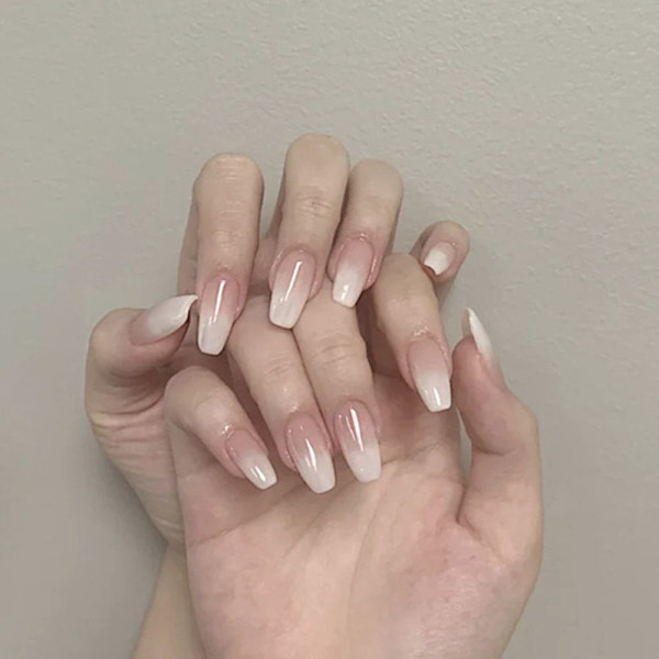 24st/låda Gradient Vita Ballerina Falska Naglar Bärbara Falska Naglar