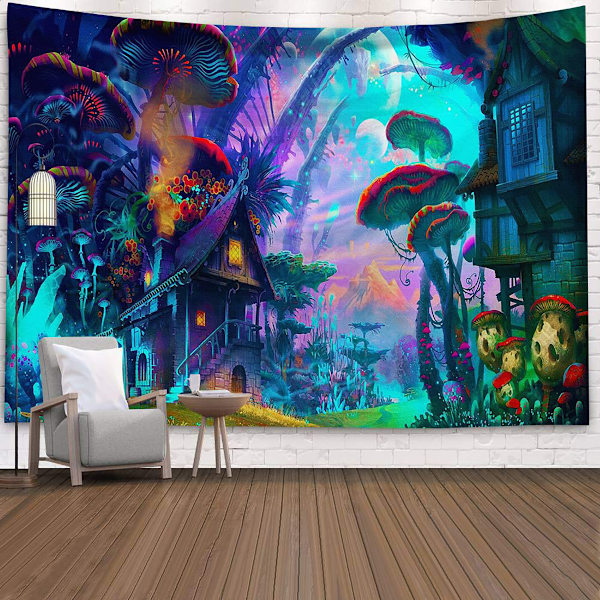 Psykedeelinen sienitalo seinävaate taide 203*153cm