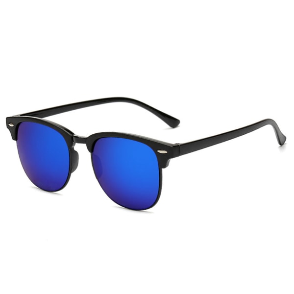 Sort Clubmaster solbriller blå speillinse