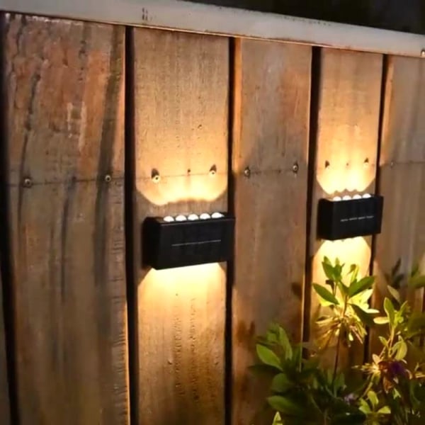 Solcelle væglampe Udendørs Vandafvisende Belysning 6LED Varmt Lys
