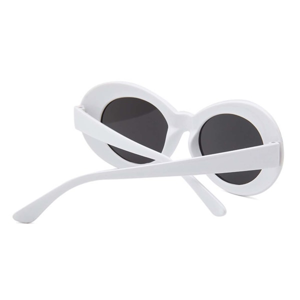 Hvide Store Runde Retro Solbriller Sort Glas