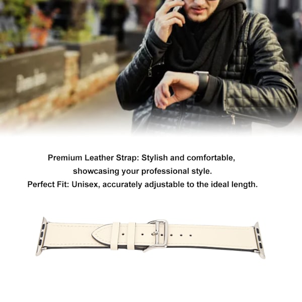 Smartwatchband, Armband i Läder, Smartwatchtillbehör för IOS Watch Series SE 8 7 6 5 4 3 2 1 42mm 44mm 45mm Beige