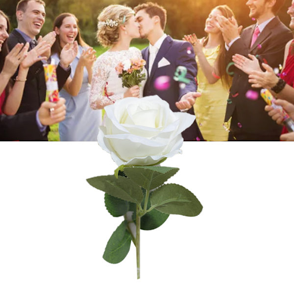 Simulerad Silke Rosor Hem Vardagsrum Simulation Blommor Dekorativa Ornament Artificiella Enskilda Silke Rosor Vita