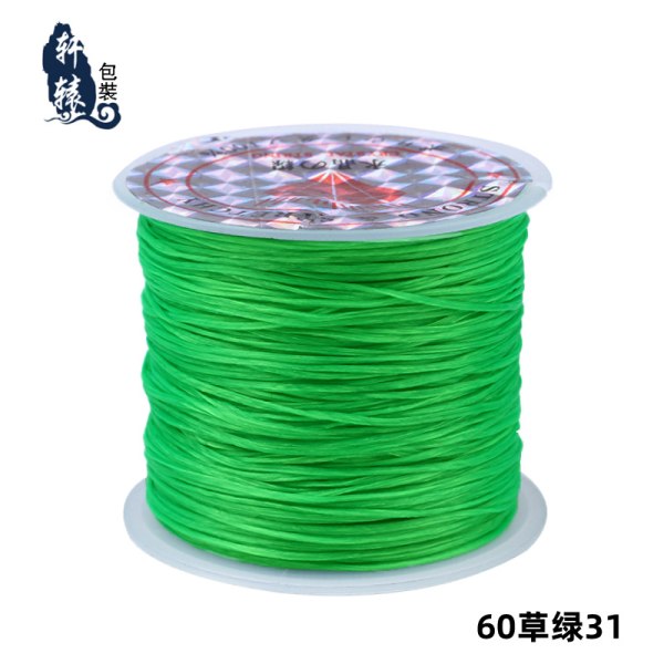 Farvet elastisk tråd, krystaltråd, perletråd, armbåndstråd, -60 meter vævet armbånd DIY Grass green