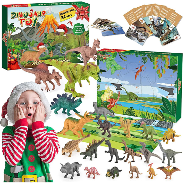 Kuuma myynti Joulukuun dinosaurusten sokkokauppa-adventtikalenteri DIY Tyrannosaurus Dinosaur Lelusetti B