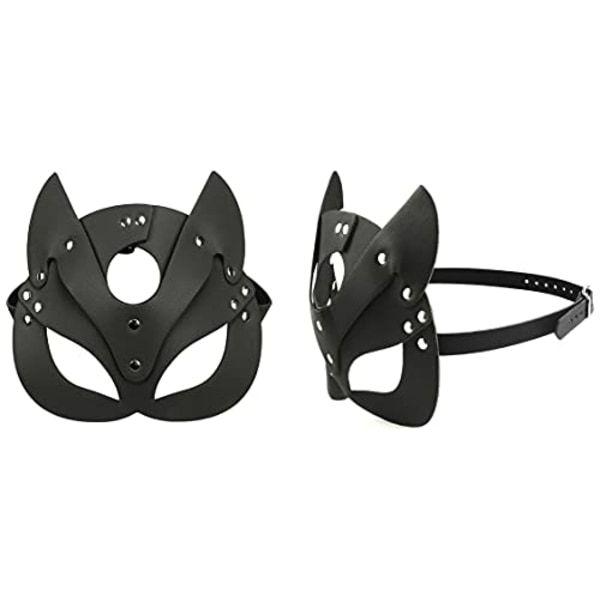 Halloween Catwoman Maske, Sexet Maske til Kvinder, Karnevalsmaske Venetiansk Maske, UNOLIGA Sort PU Lædermaske black