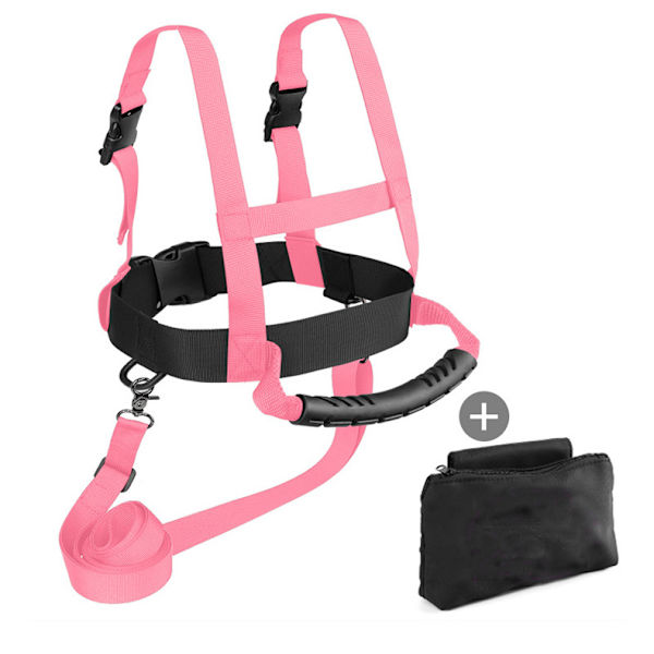 Ski Sele, Snowboard Træningsline Sæde Sele Skøjter Kit med Ski Sikkerhed Anti-faldtov, Velegnet til 3-16 År Pink (with Bag)