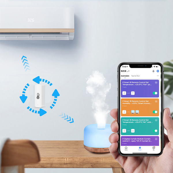 Tuya Elektronisk Fjernstyrt Temperatur- og Fuktighetsensor WiFi