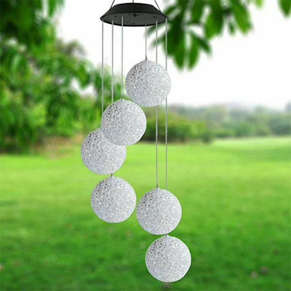 Solcellsdrivna Vindspel med LED-lampa, Boll, Utomhus/Inomhus, Hängande Ljus