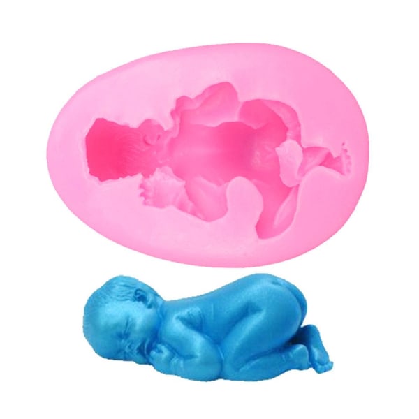 3D Sovande Bebis Silikonform Handgjord Godisform DIY Bakform för Marsipan Chokladkaka Dekoration