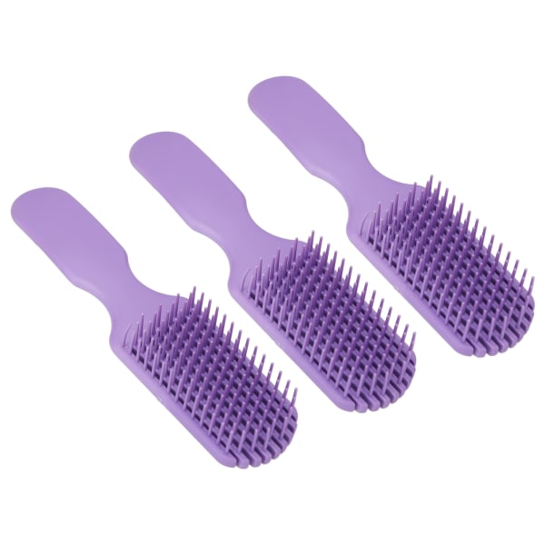 3 st hårborste lila ihålig bred tand plast antistatisk massage löshårkam för allt vått torrt hår