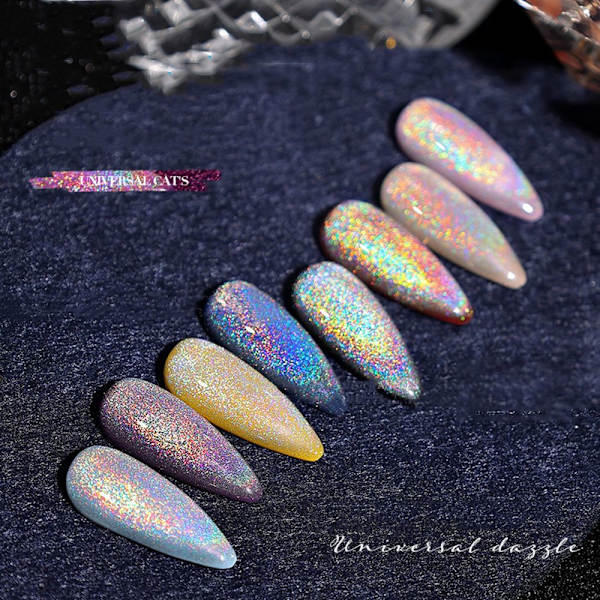 15 ml Regnbue Katteøye Gelé Fargerik Refleks Glitter Magnetisk