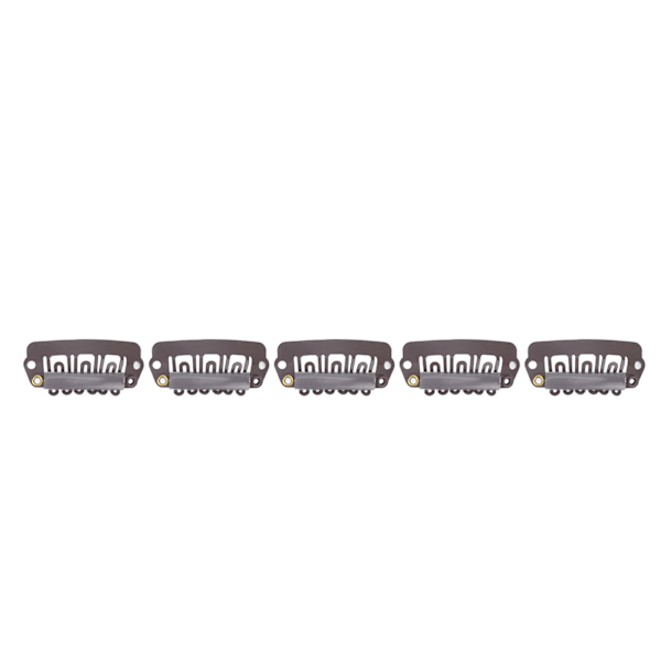 50 stk 6 Tips 6 Tenner Parykk Snap Clip Metall Rustfritt Stål Hårclips for Parykker Hårextensjon Mørk Brun