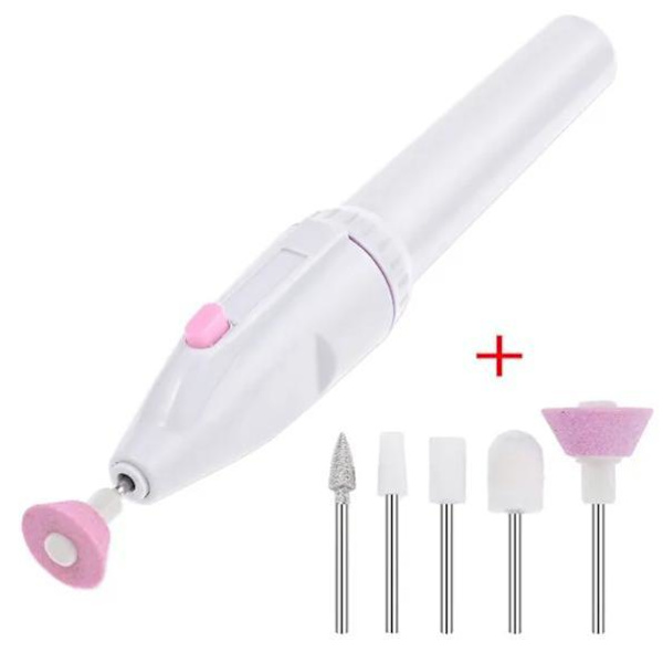 Elektrisk nagelfil - elektrisk fil - 5 bits ingår Vit white