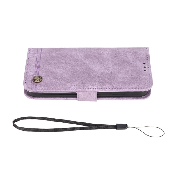 PU-lommeboktelefonveske med kortholderbrakett innebygd magnetisk lukking Flip Phone-beskyttelsesdeksel for IPhone 13 Pro Purple