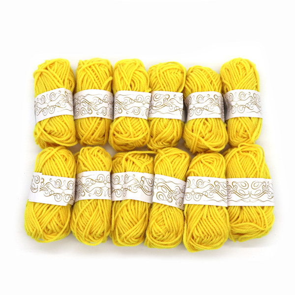 12 Färgade DIY-Material i Ull för Barn, Handgjorda för Förskolan Yellow 12