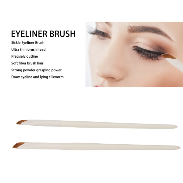 2 stk Makeup Sigd Eyeliner Brush Profesjonell mykt hår Ultratynt Skrå Eyeliner Brush Kosmetisk verktøy