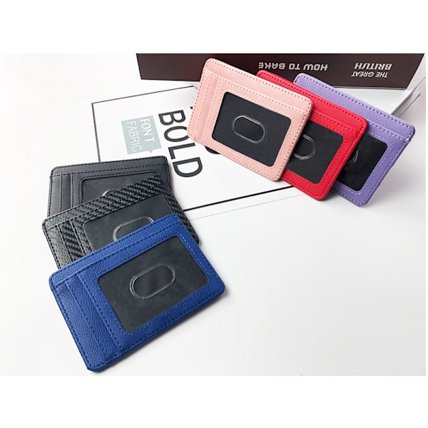 Kortholder til Mænd og Kvinder RFID Anti-Demagnetisering Beskyttende Etui Flere Kortspor PU Læder Bærbar Korttaske Texture Black