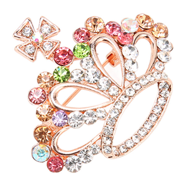 Kristall Rhinestone Krona Brosch Nål Färgad Prinsessa Drottning Diadem Krona Broscher för Kvinnor Flickor Bröllop Fest Födelsedag