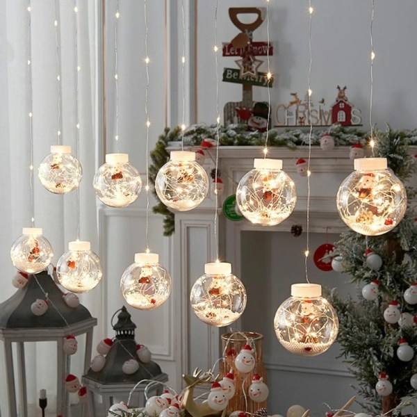 LED Christmas Wish Orbs Romantisk ferie Dekorativt Lys Soverom Shopping Window Santa Claus-[Warm Color]] 3 M-30led