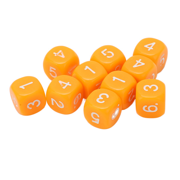 20 kpl 6-sivuista numerokuutiota pyöristetyillä kulmilla, muoviset, lautapeliin ja opetusvälineeksi, oranssit