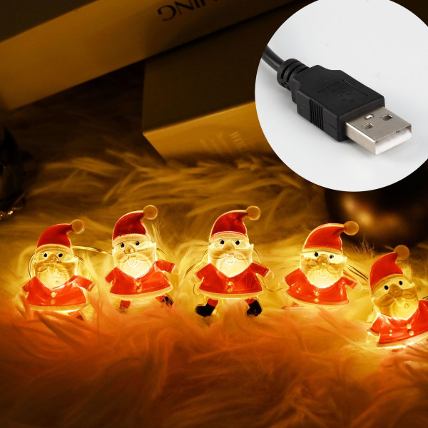 LED juledekoration Jul Dværg Ferie Atmosfære Layout Juletræ Ornamental Festoon Lampe Lys Warm White USB-5M50led