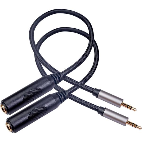 Audioadapterkabel 1/4 tommers hann til 1/8 tommers hunn