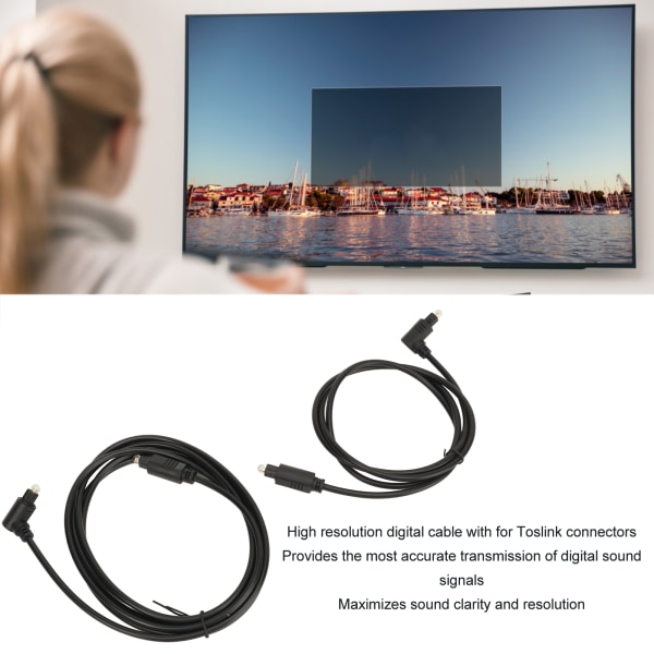 Optisk ljudkabel rät vinkel 360 grader roterbar digital fiberoptisk kabel för TV Bar Högtalare AV-mottagare 3,3 fot