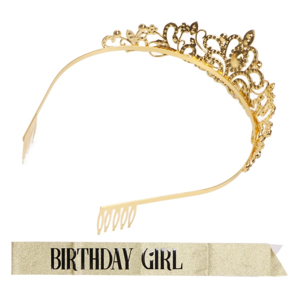 Brudgum Sash Crown Set Vacker Rhinestone Elegant Guld Brud Crown Axelband Kit för Bröllop
