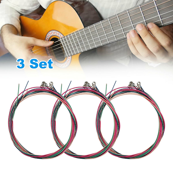 6 stk Fargerike Akustiske Gitarstrenger 1.-6. Streng Stålstrenger