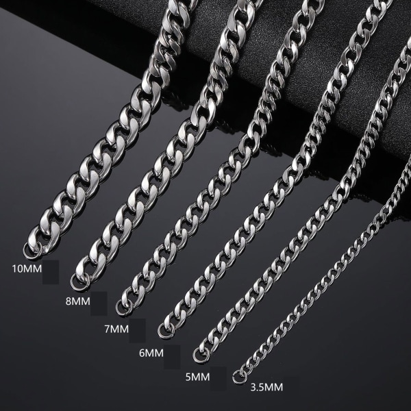 Trendikäs Miesten Kaulakoru, Solisluun Ketju, Miesten Ketju Tarvikkeet, Titaaniteräksinen Kuubalainen Linkkiketju 6mm Width 50cm