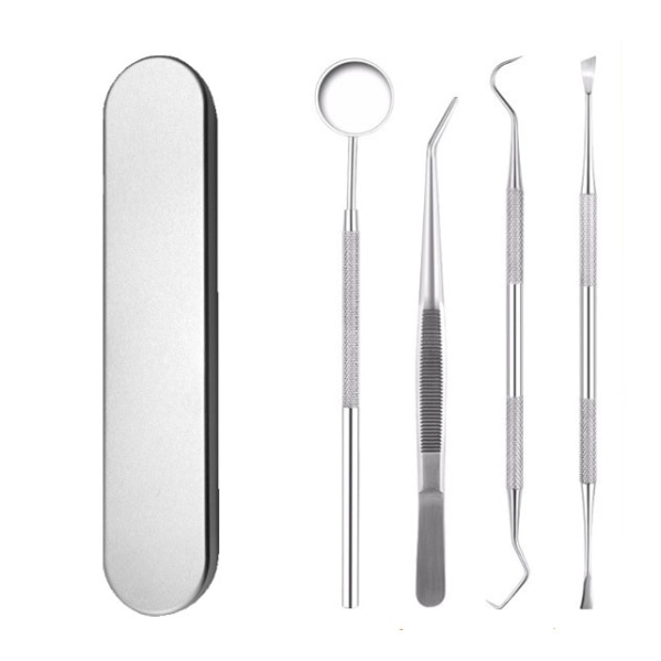 Dentalverktyg i rostfritt stål, dentala endoskop, prober för att ta bort hålrum, fläckar, tandsten och tandsten. Dental stenborttagningsmedel 4PCS A