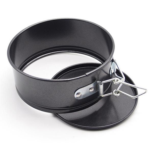 Tyk rund låsbeslag non-stick kageplade pizzaplade bevægelig beslag kulstofstål bageplade kageform black 3pcs