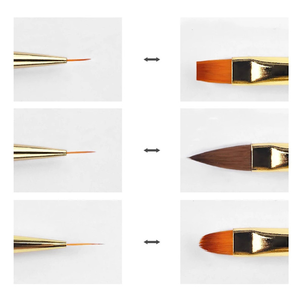 3-pack Akrylfranska Stripe Nagelkonst Liner Pensel Set Dubbelhuvud 3D Spetsar Manikyr Ultra Tunn Linje Ritpenna UV Gel Penslar
