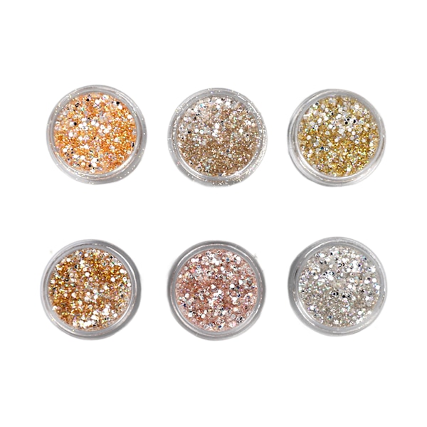 6 Färger Holografiskt Nagelglitter Set Glimmande Nagelkonst Dekoration för Hemma Salong Manikyr