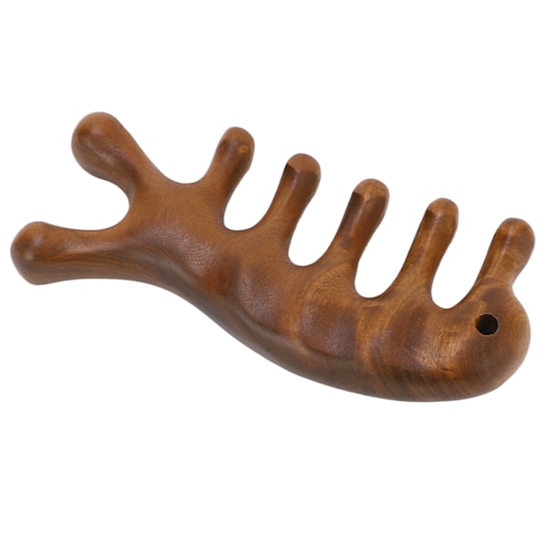 Gua Sha Kam Sandaltræ Ergonomisk Bredtandet Hovedbundsskrabende Massagekam til Nakke Arme Ben