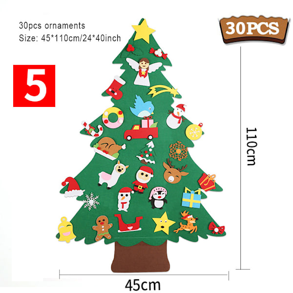 Filttrepynt til jul, filtstoff, ikke-vevd, gave, pedagogisk for barn, håndlaget DIY 5