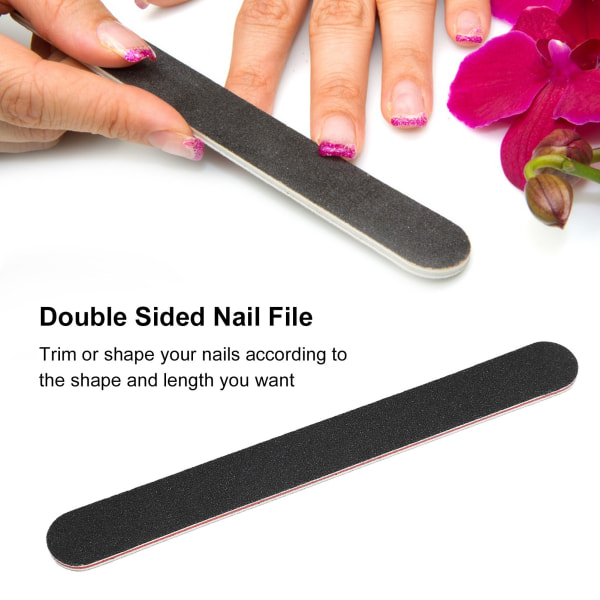 20st nagelfil Professionell dubbelsidig manikyrverktyg Återanvändbar tvättbar nagelfil för akrylgelnaglar