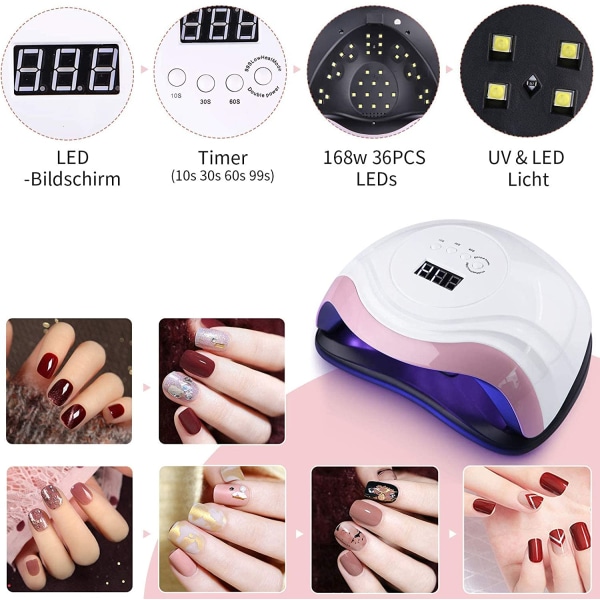 168W nageltorklampa, Aokyom 36 UV LEDS lampa för naglar