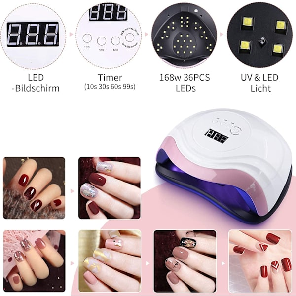 168W negle tørrelampe, Aokyom 36 UV LEDS lampe til negle