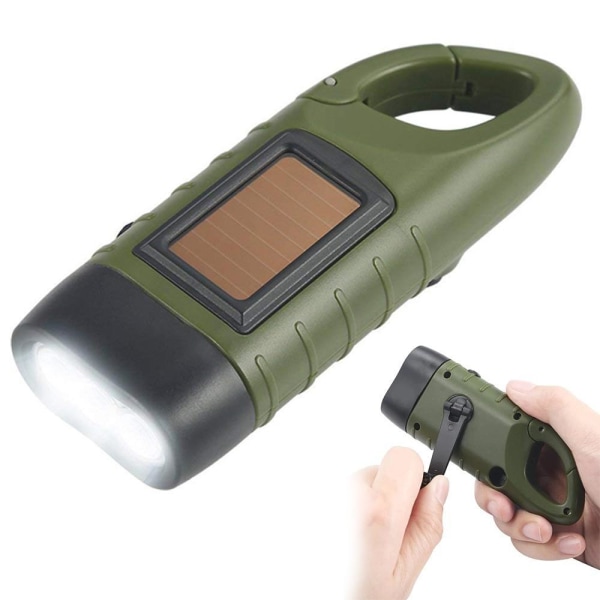 Dynamo Lommelygte / Dynamo Ficklampe - Solcelle Sort