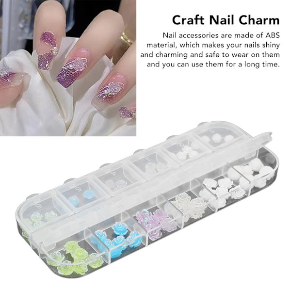 Blomsternagelcharm Set Bärbar Tillbehör Dekorativ Hantverk Nagelcharm för Resa Uppträdande