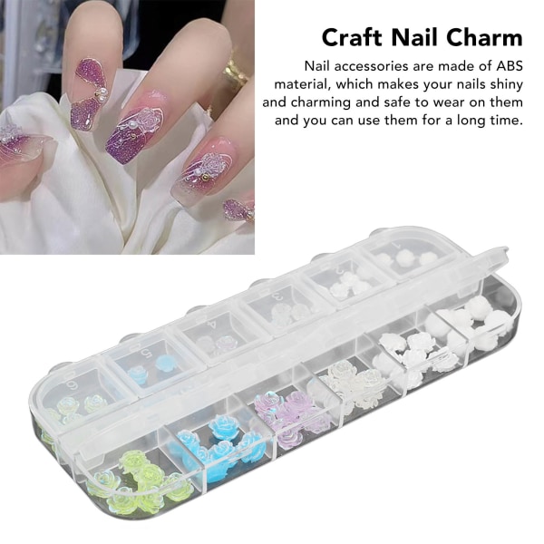 Flower Nail Charms Set Bärbart tillbehör Dekorativt nagelberlock för resor