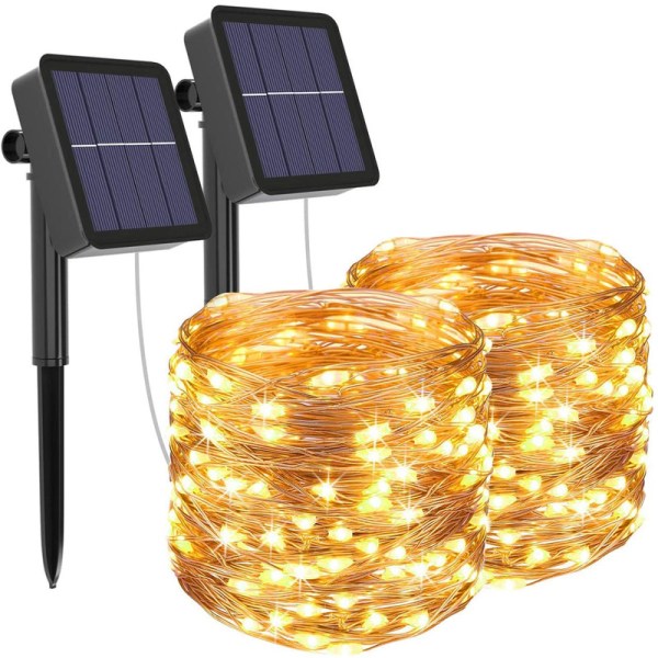 [2-pakning] Litogo solcellelysstrimler utendørs 12 m 120 LED