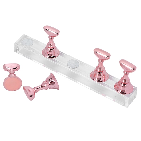 Nagelkonst Display Stativ Magnetisk Nagel Fingernagel Spets Hållare Manikyr Set Verktyg Rosrosa