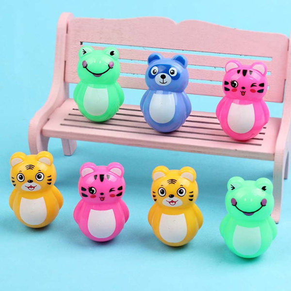4 stk. Tumbler Adorable Roly Poly Plastik Tegneserie Dyr Tumbler Rattles Tumbler Legetøj