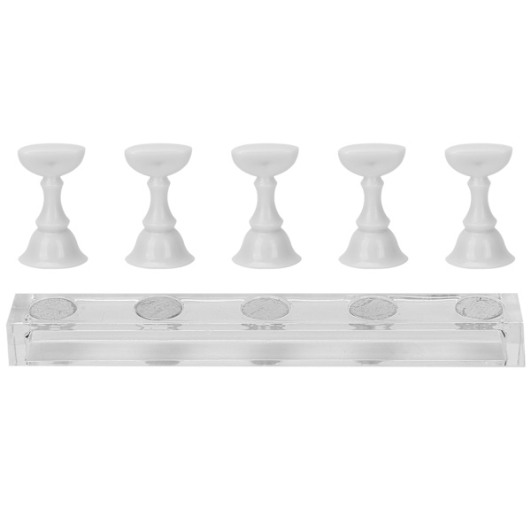 Nagelkonst Display Stativ Magnetisk Nagel Fingernagel Spets Hållare Manikyr Set Verktyg Vit