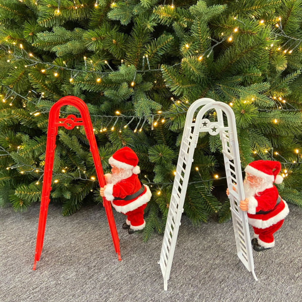 Juldekoration Elektrisk stege Santa Claus klätterpärlor Santa Claus barn present köpcentrum dekoration A
